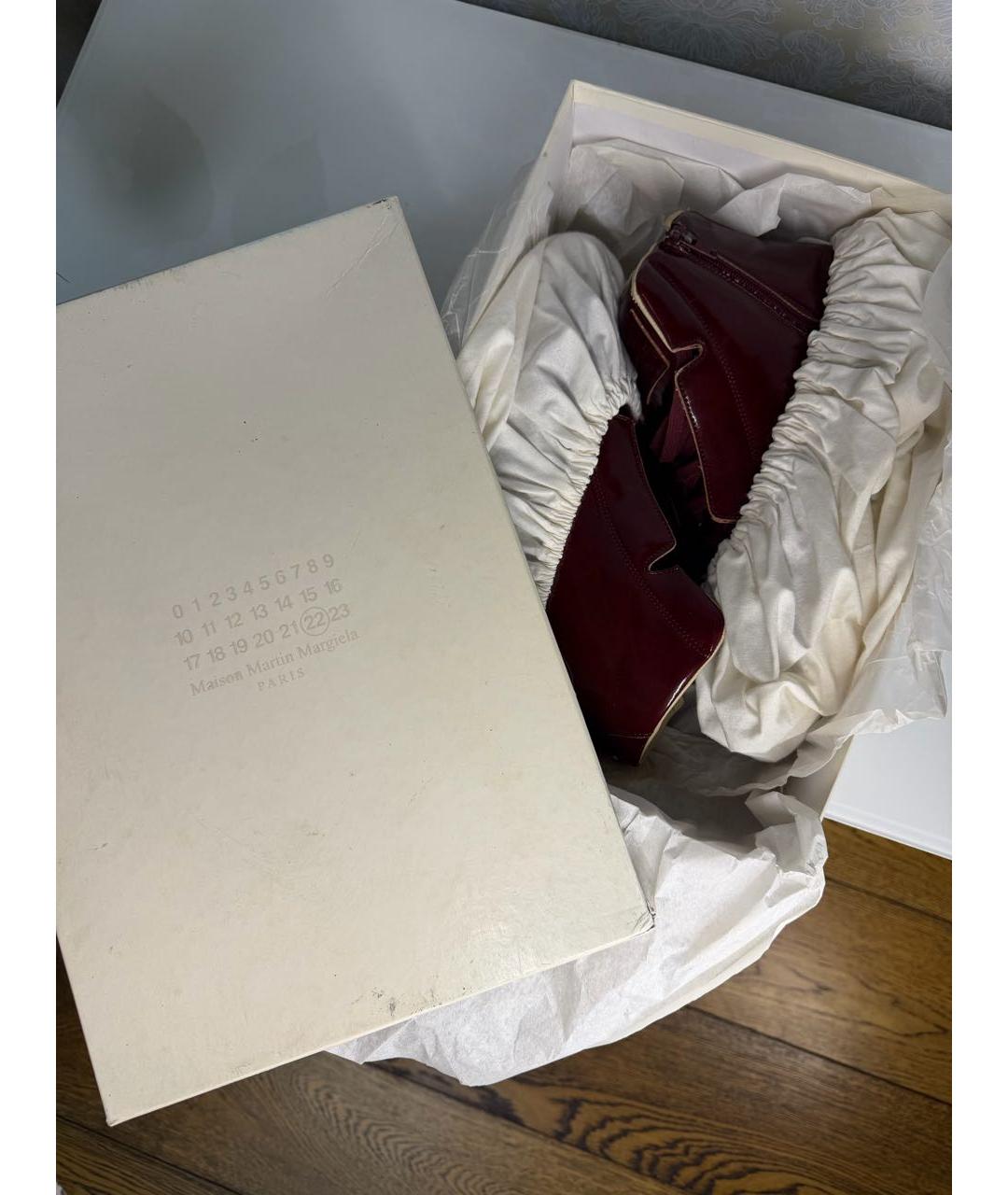 MAISON MARGIELA Бордовые высокие кроссовки / кеды из лакированной кожи, фото 7