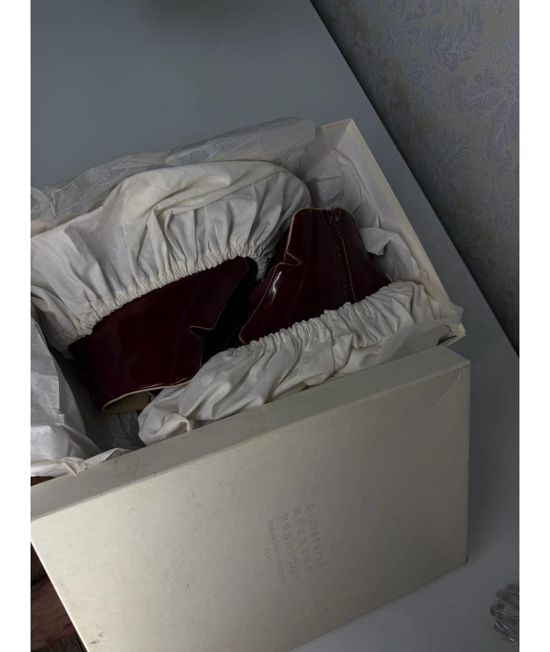 MAISON MARGIELA Бордовые высокие кроссовки / кеды из лакированной кожи, фото 6
