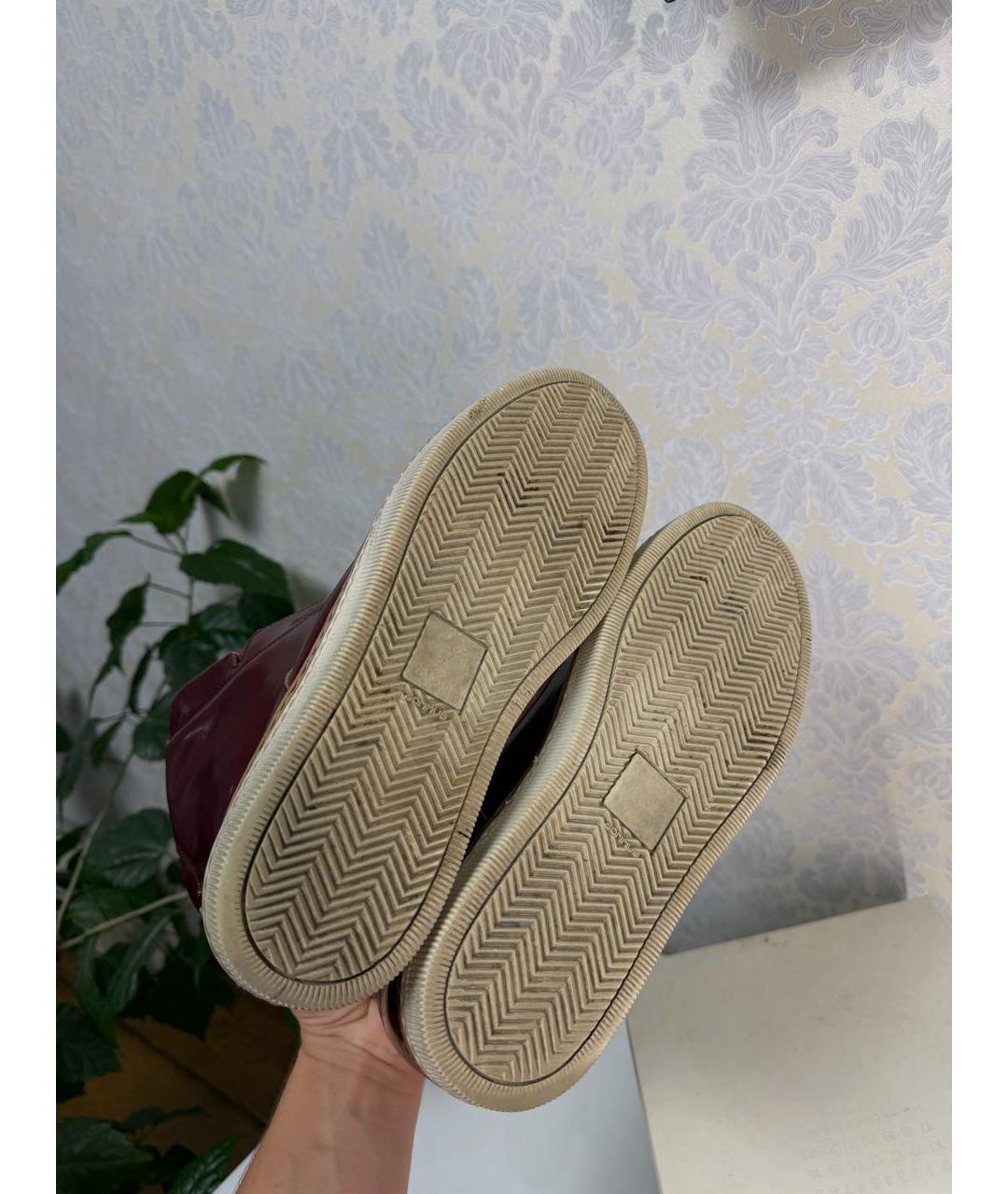 MAISON MARGIELA Бордовые высокие кроссовки / кеды из лакированной кожи, фото 5