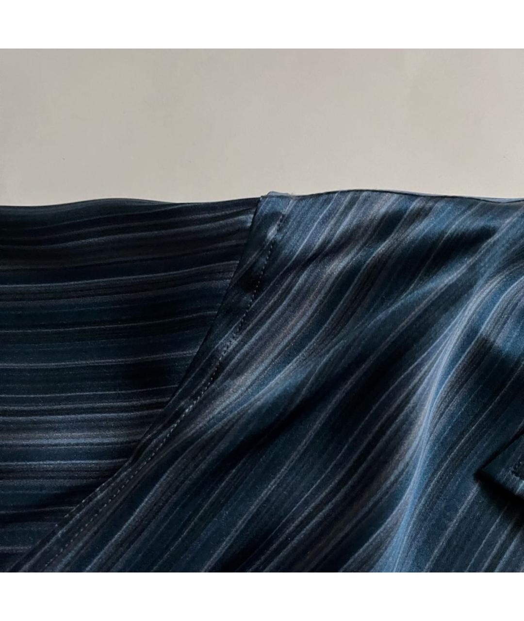 ARMANI COLLEZIONI Темно-синяя шелковая кэжуал рубашка, фото 6