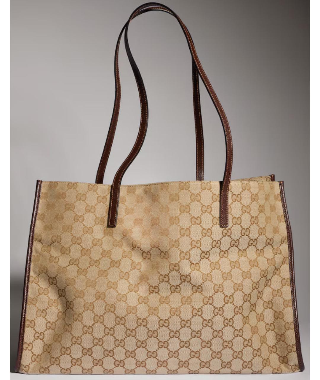 GUCCI Бежевая сумка тоут из канвы, фото 6