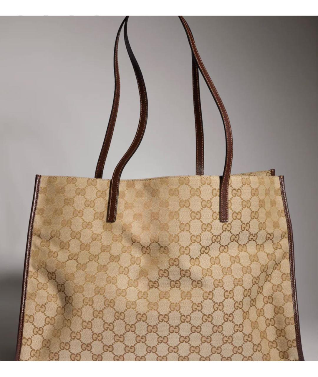 GUCCI Бежевая сумка тоут из канвы, фото 2
