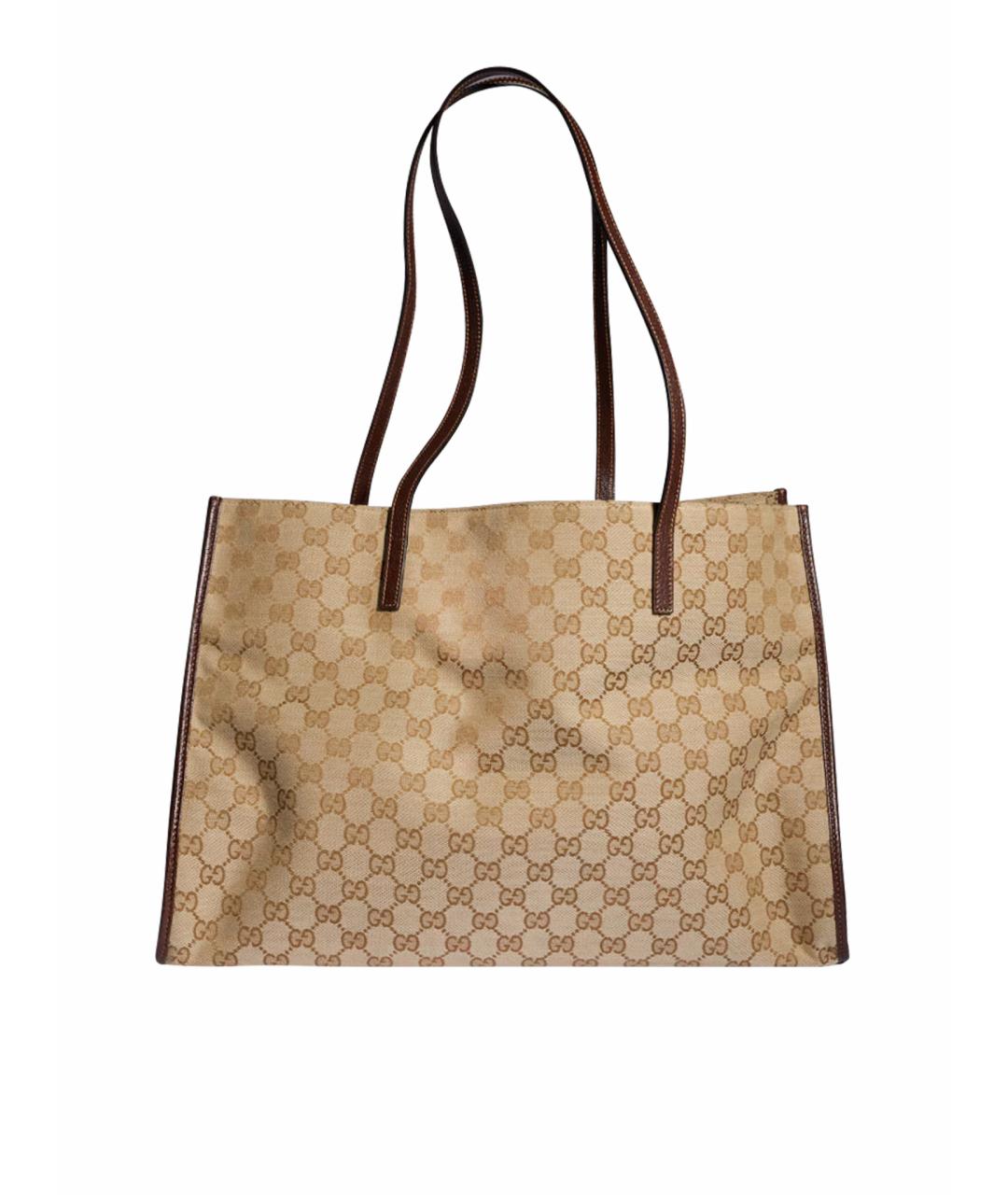 GUCCI Бежевая сумка тоут из канвы, фото 7