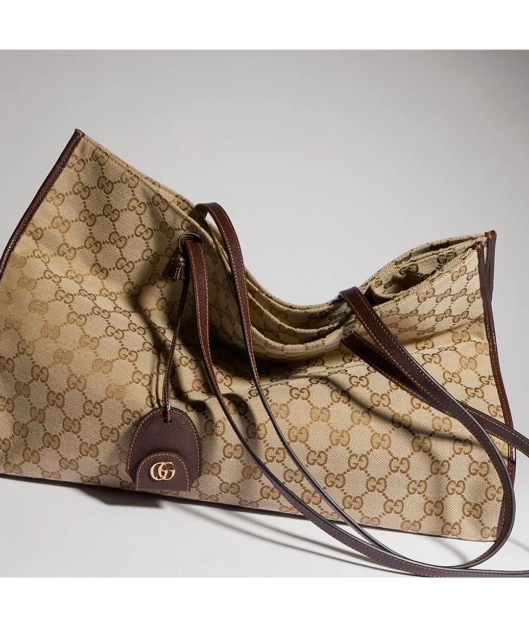 GUCCI Бежевая сумка тоут из канвы, фото 4
