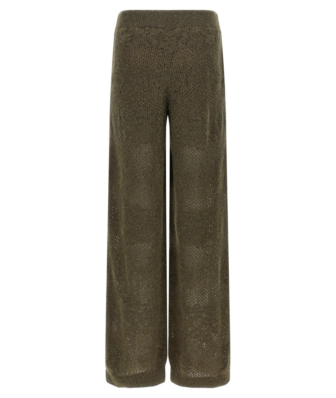 BRUNELLO CUCINELLI Зеленые шерстяные брюки широкие, фото 2
