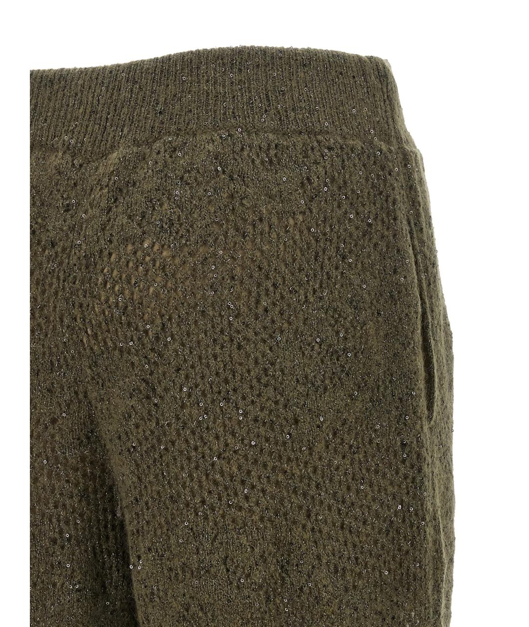 BRUNELLO CUCINELLI Зеленые шерстяные брюки широкие, фото 4