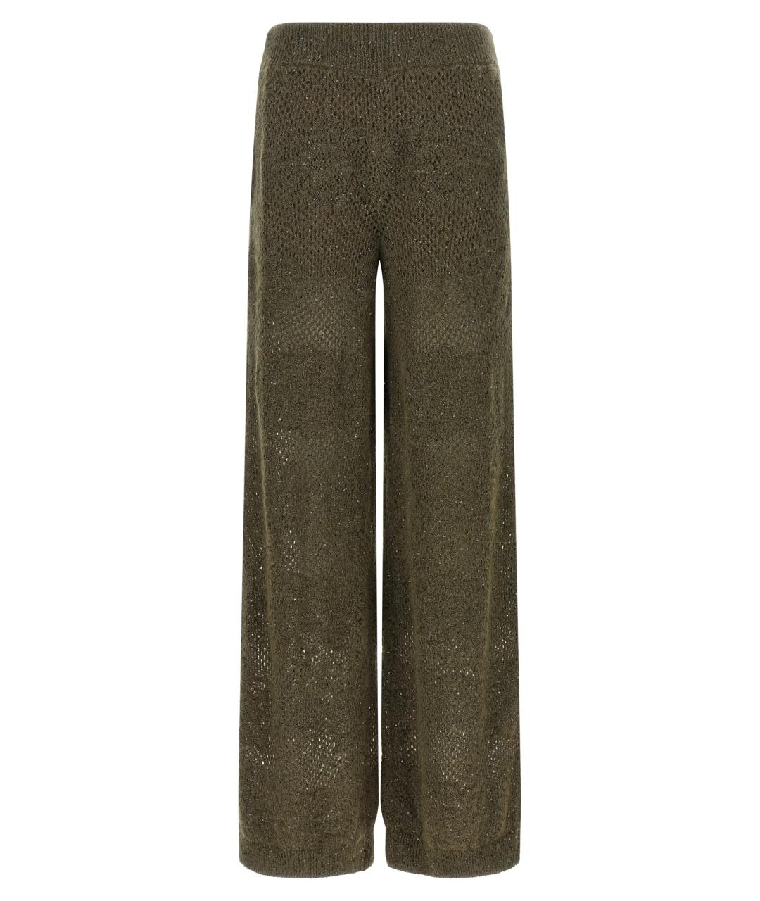 BRUNELLO CUCINELLI Зеленые шерстяные брюки широкие, фото 1