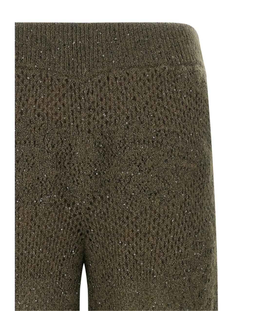 BRUNELLO CUCINELLI Зеленые шерстяные брюки широкие, фото 3