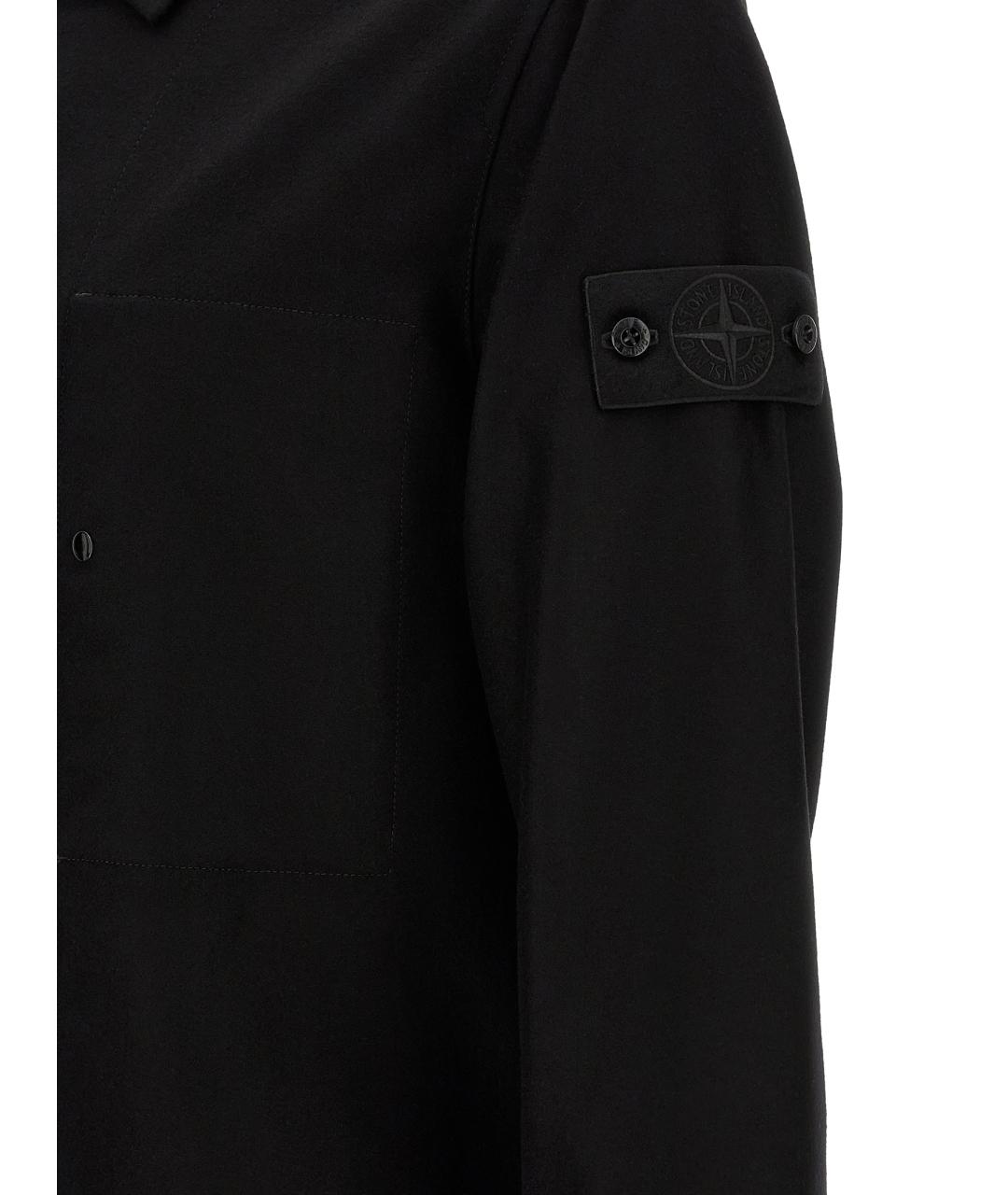 STONE ISLAND Черная шерстяная кэжуал рубашка, фото 5