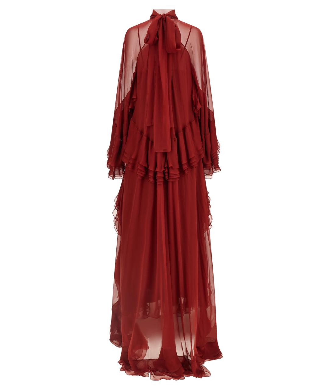 ALBERTA FERRETTI Бордовое шелковое вечернее платье, фото 2