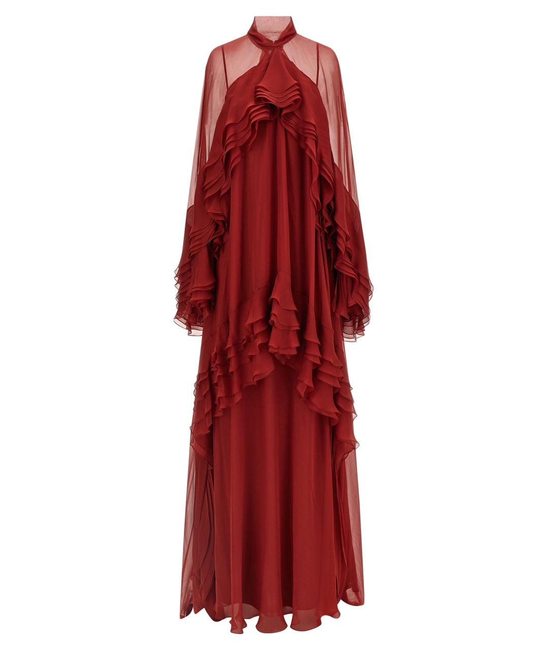 ALBERTA FERRETTI Бордовое шелковое вечернее платье, фото 5