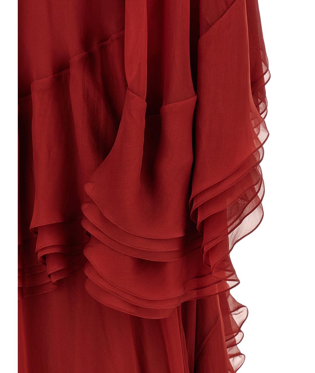 ALBERTA FERRETTI Бордовое шелковое вечернее платье, фото 4