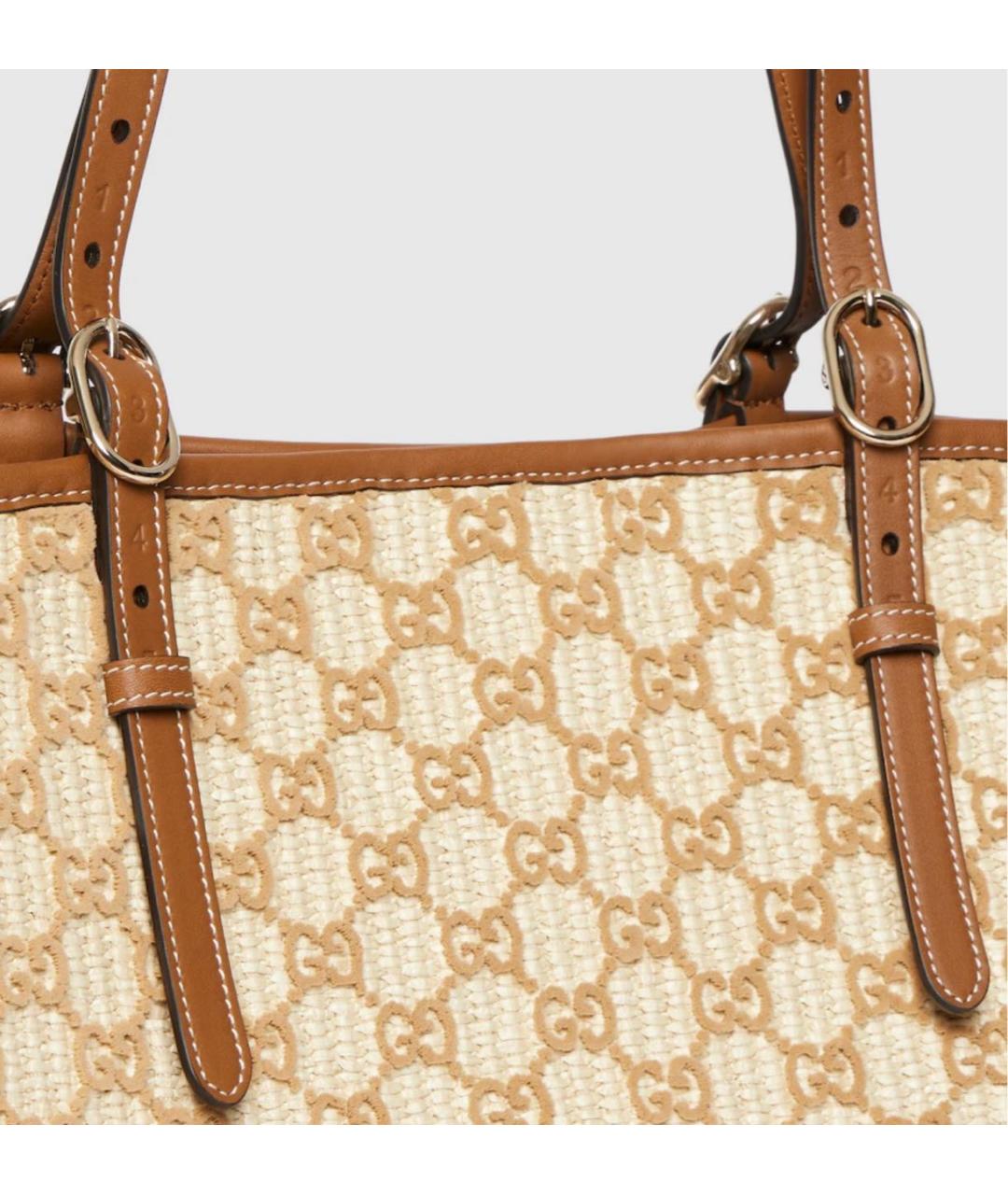 GUCCI Бежевая сумка тоут из канвы, фото 3