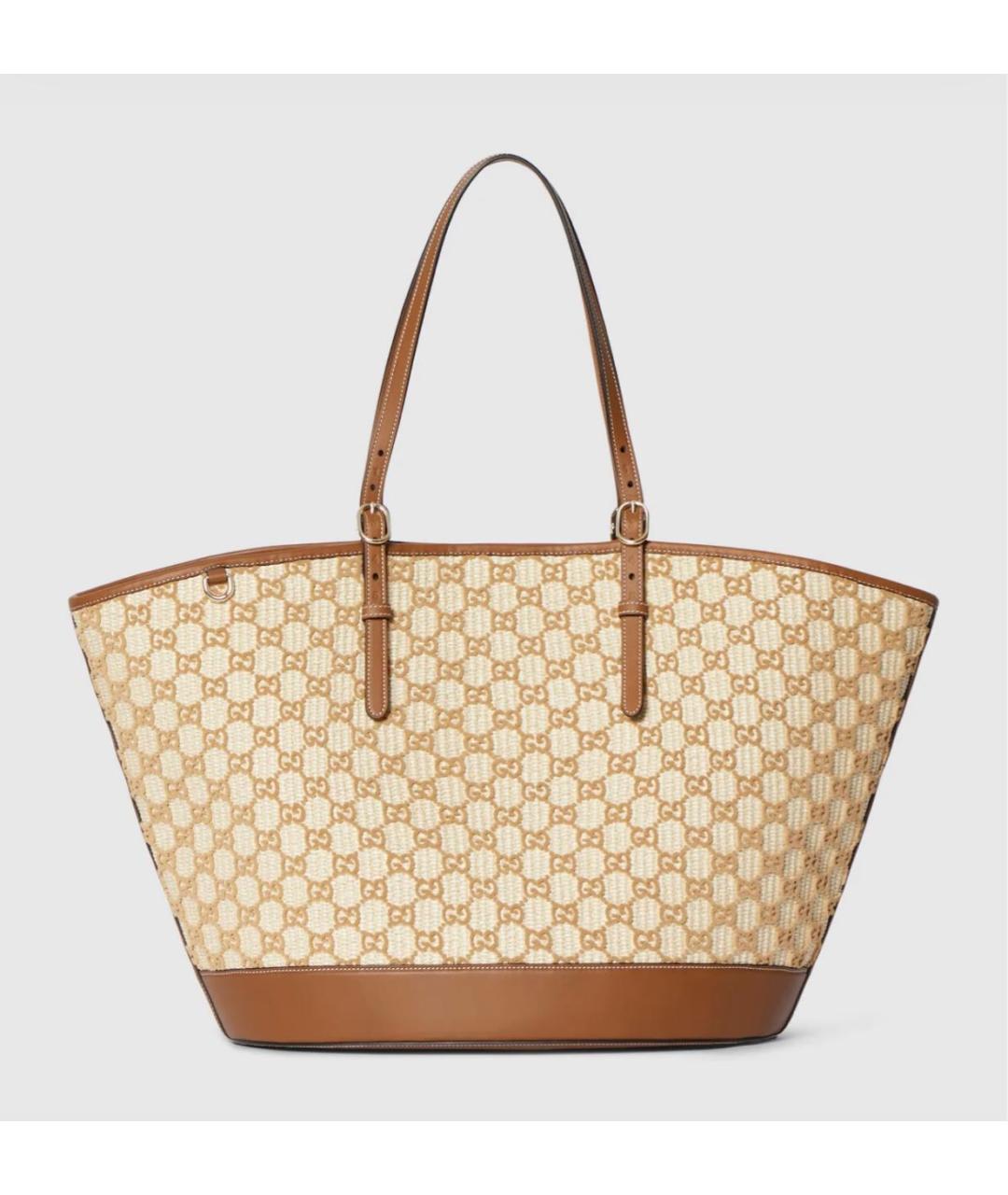 GUCCI Бежевая сумка тоут из канвы, фото 6