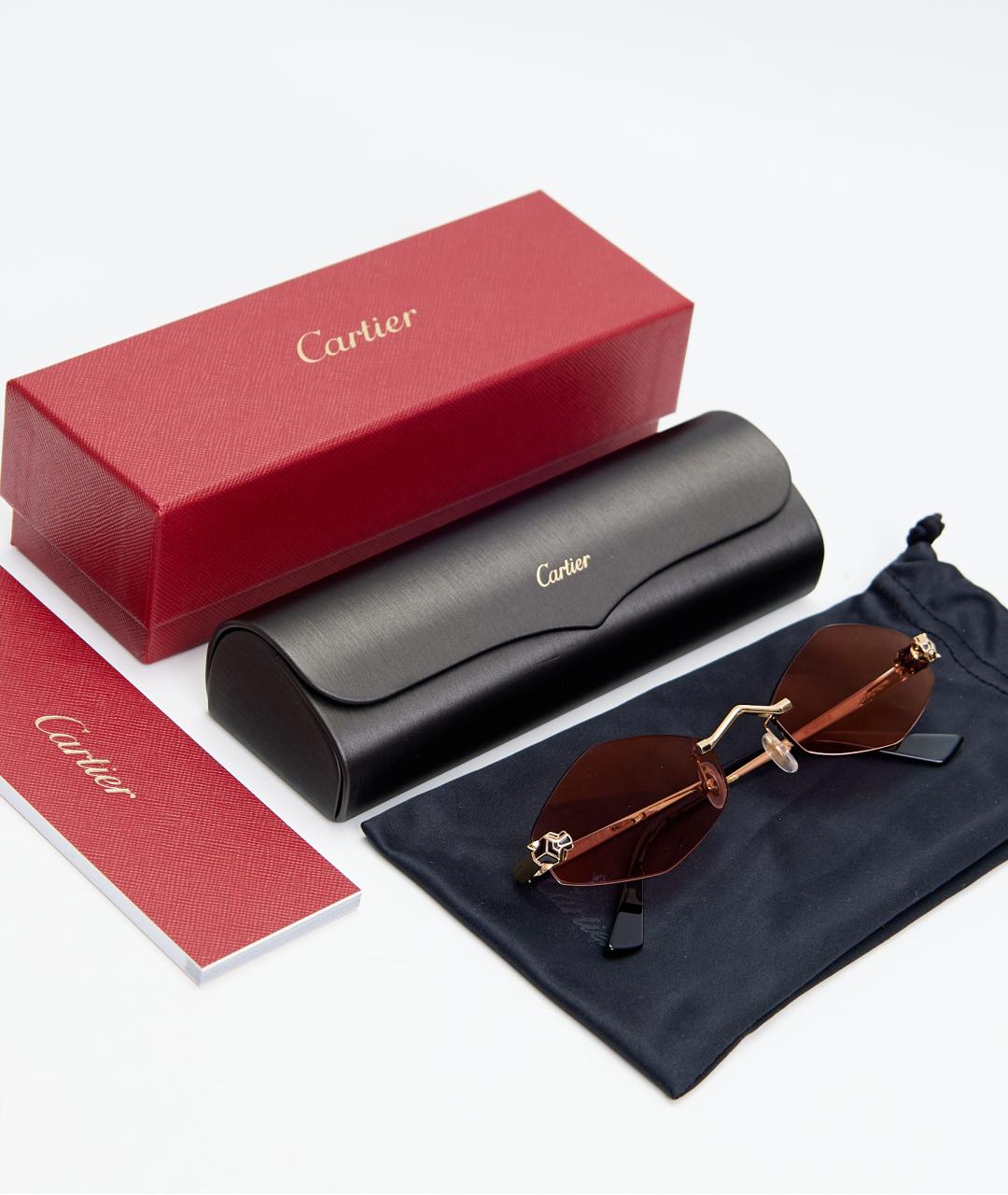 CARTIER Розовые металлические солнцезащитные очки, фото 5