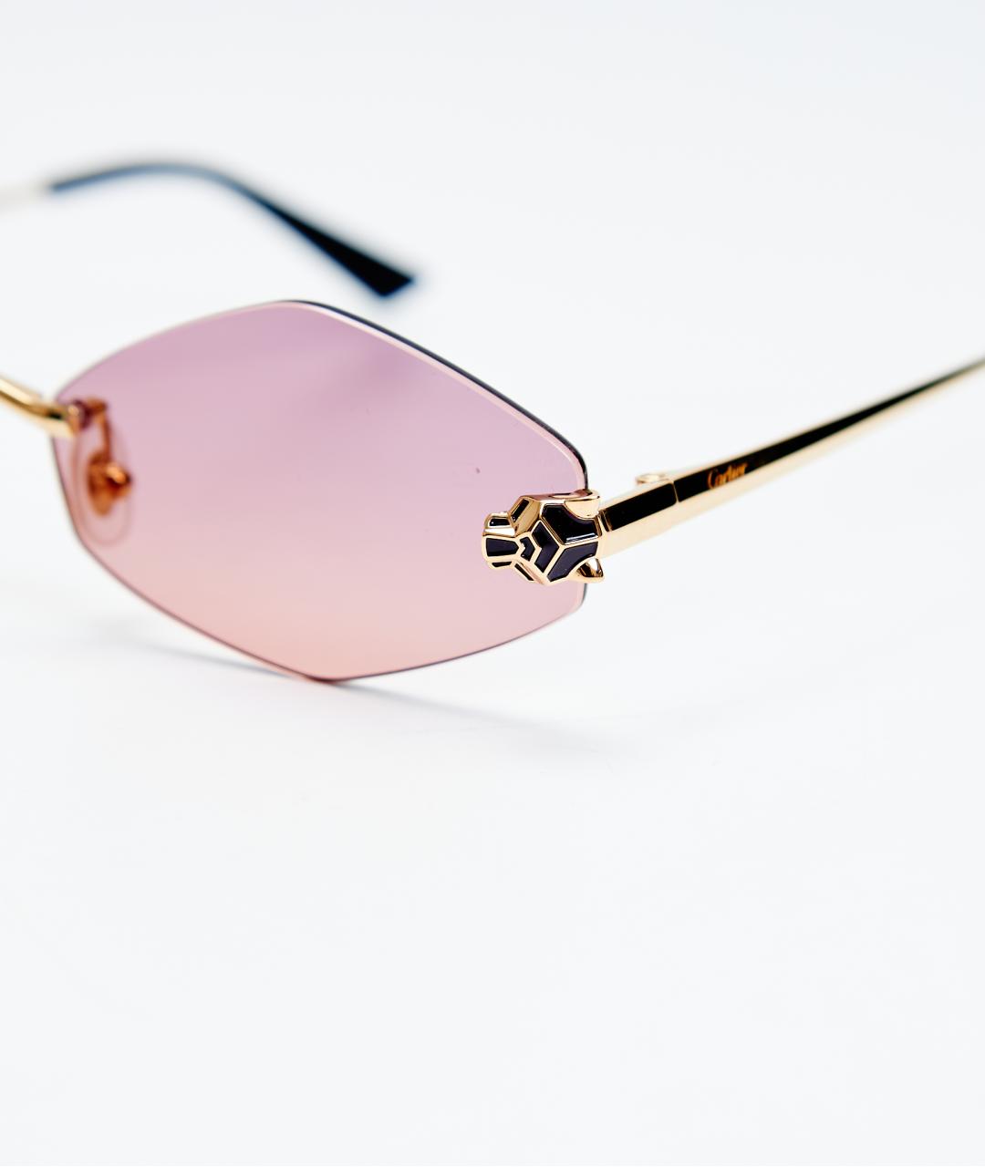 CARTIER Розовые металлические солнцезащитные очки, фото 3