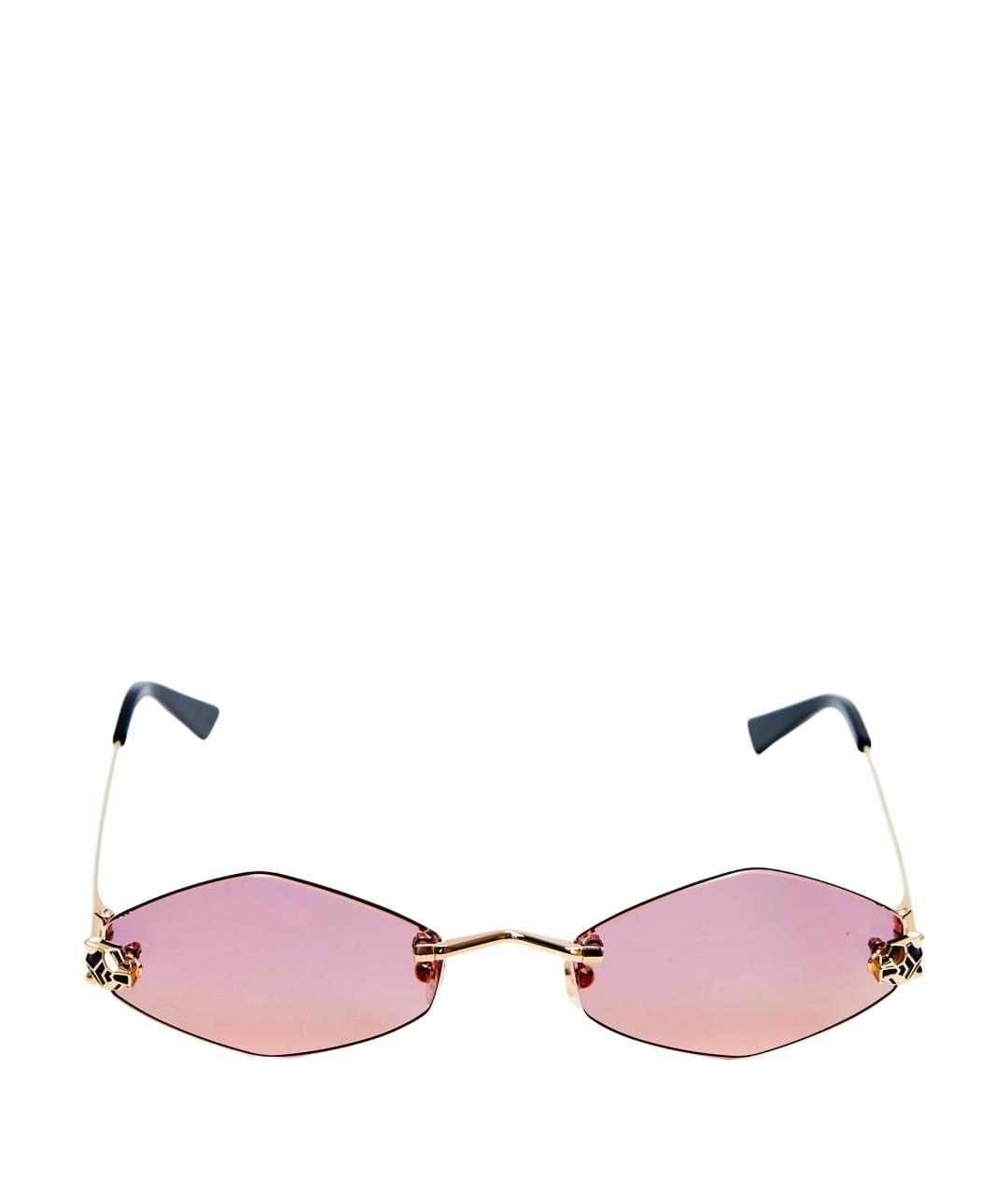 CARTIER Розовые металлические солнцезащитные очки, фото 1