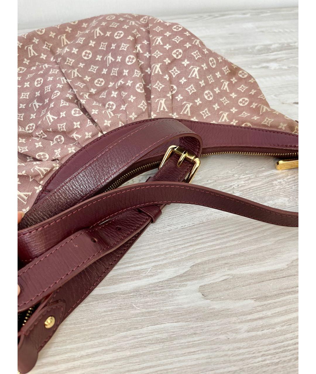 LOUIS VUITTON Бордовая деним сумка через плечо, фото 7