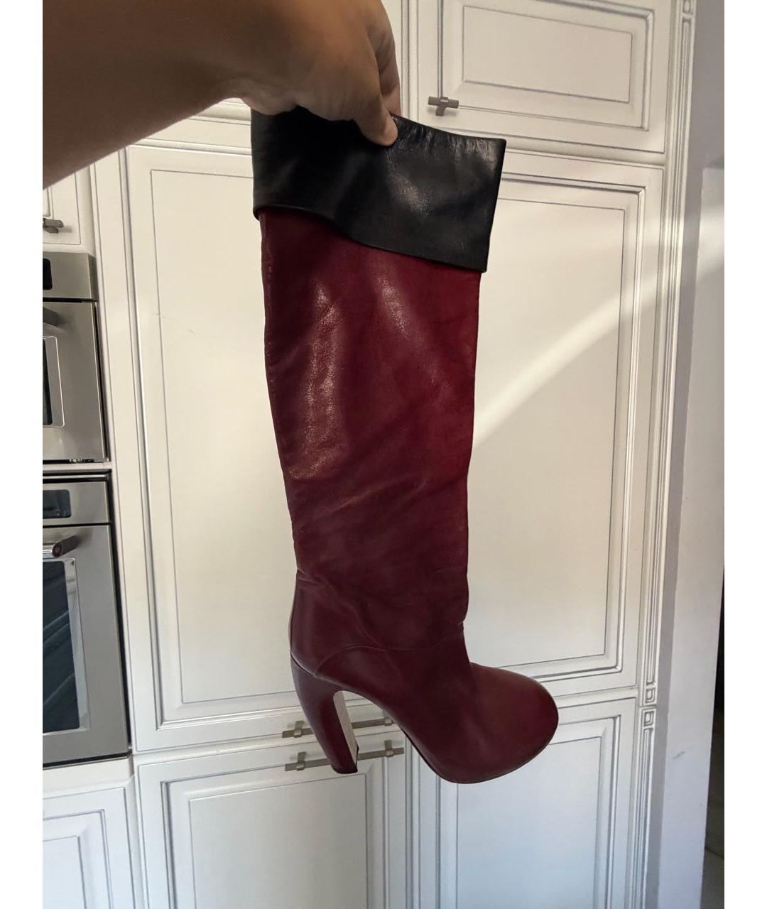 MIU MIU Бордовые кожаные сапоги, фото 6