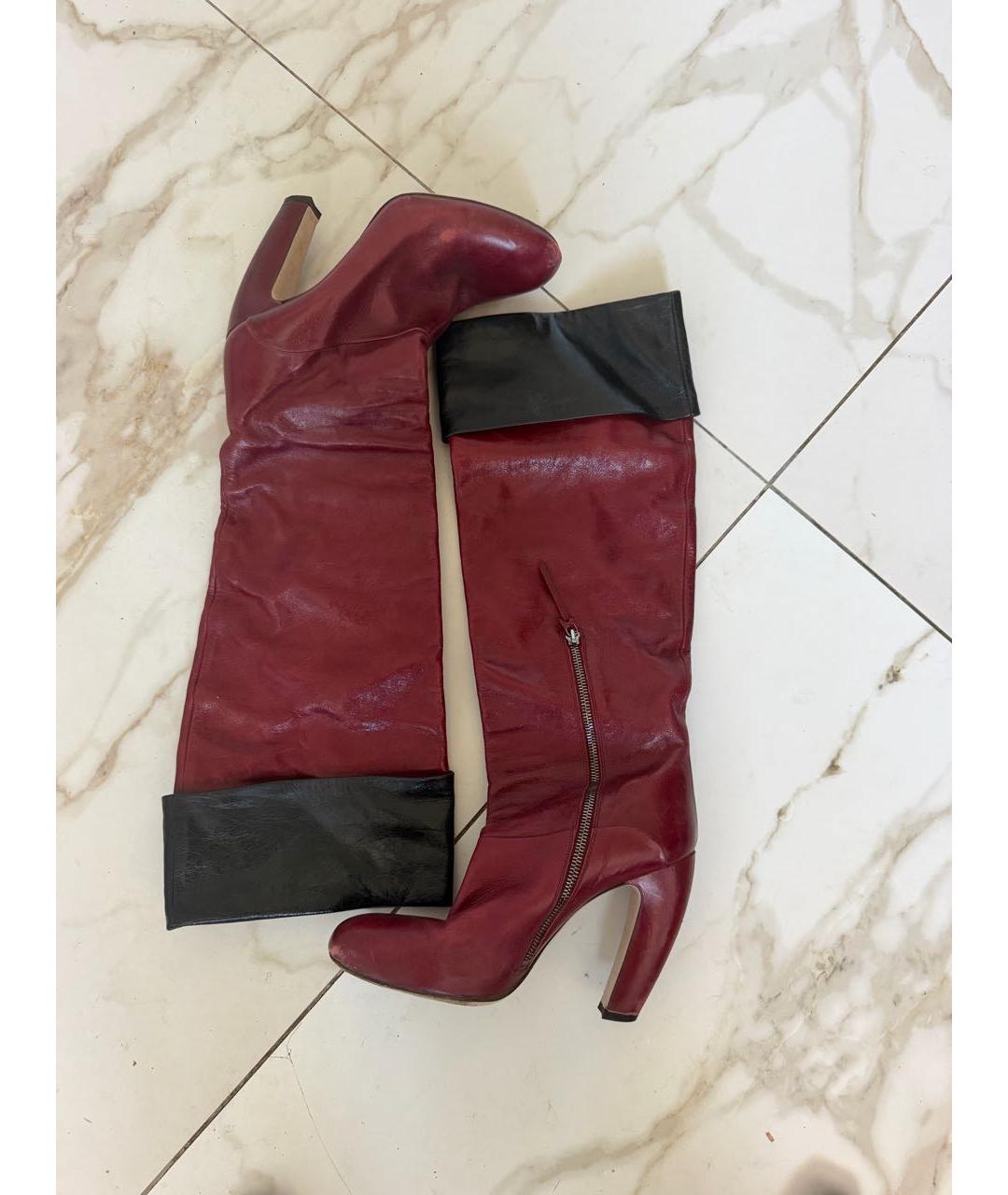 MIU MIU Бордовые кожаные сапоги, фото 4