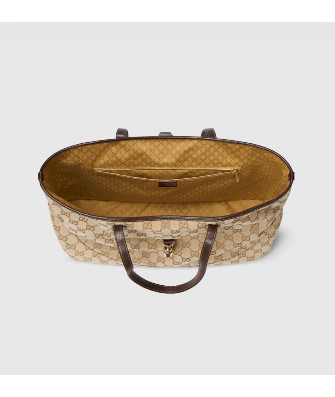 GUCCI Бежевая сумка тоут из канвы, фото 5