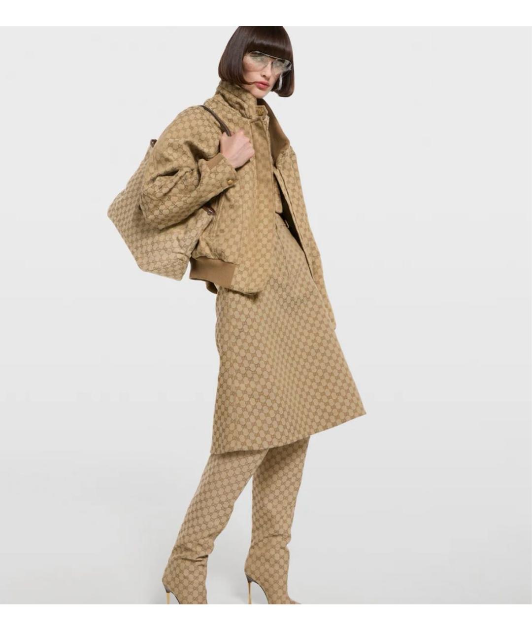 GUCCI Бежевая сумка тоут из канвы, фото 3