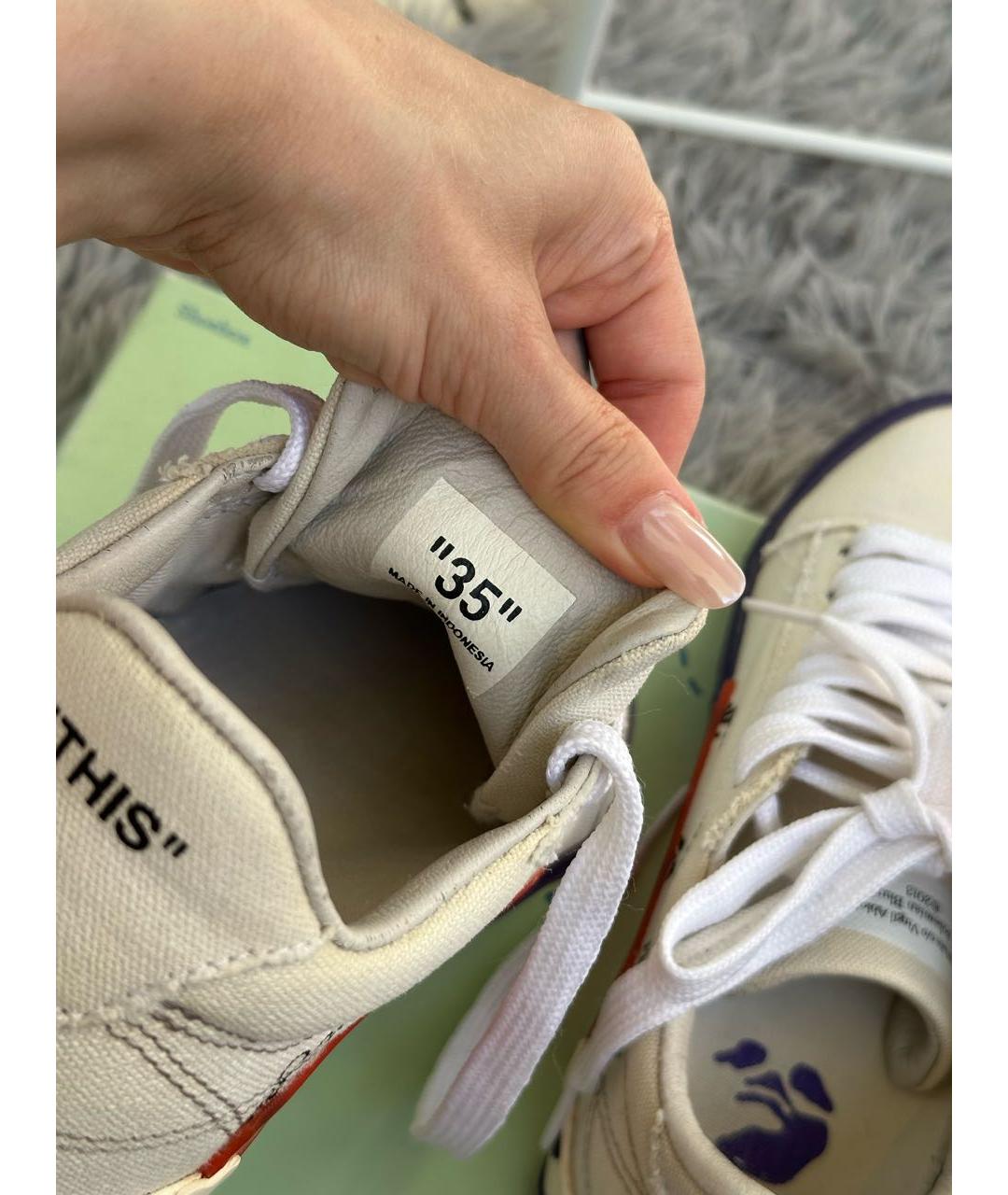 OFF-WHITE Белые текстильные кеды, фото 5
