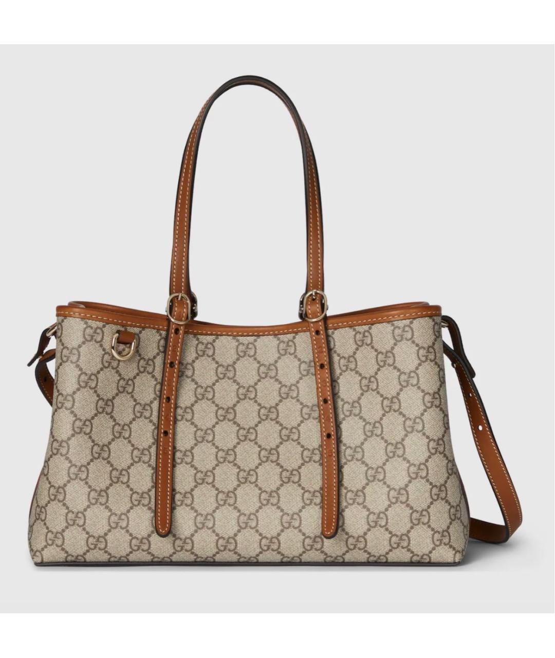 GUCCI Бежевая сумка тоут из канвы, фото 6