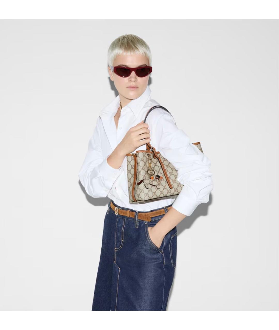GUCCI Бежевая сумка тоут из канвы, фото 3
