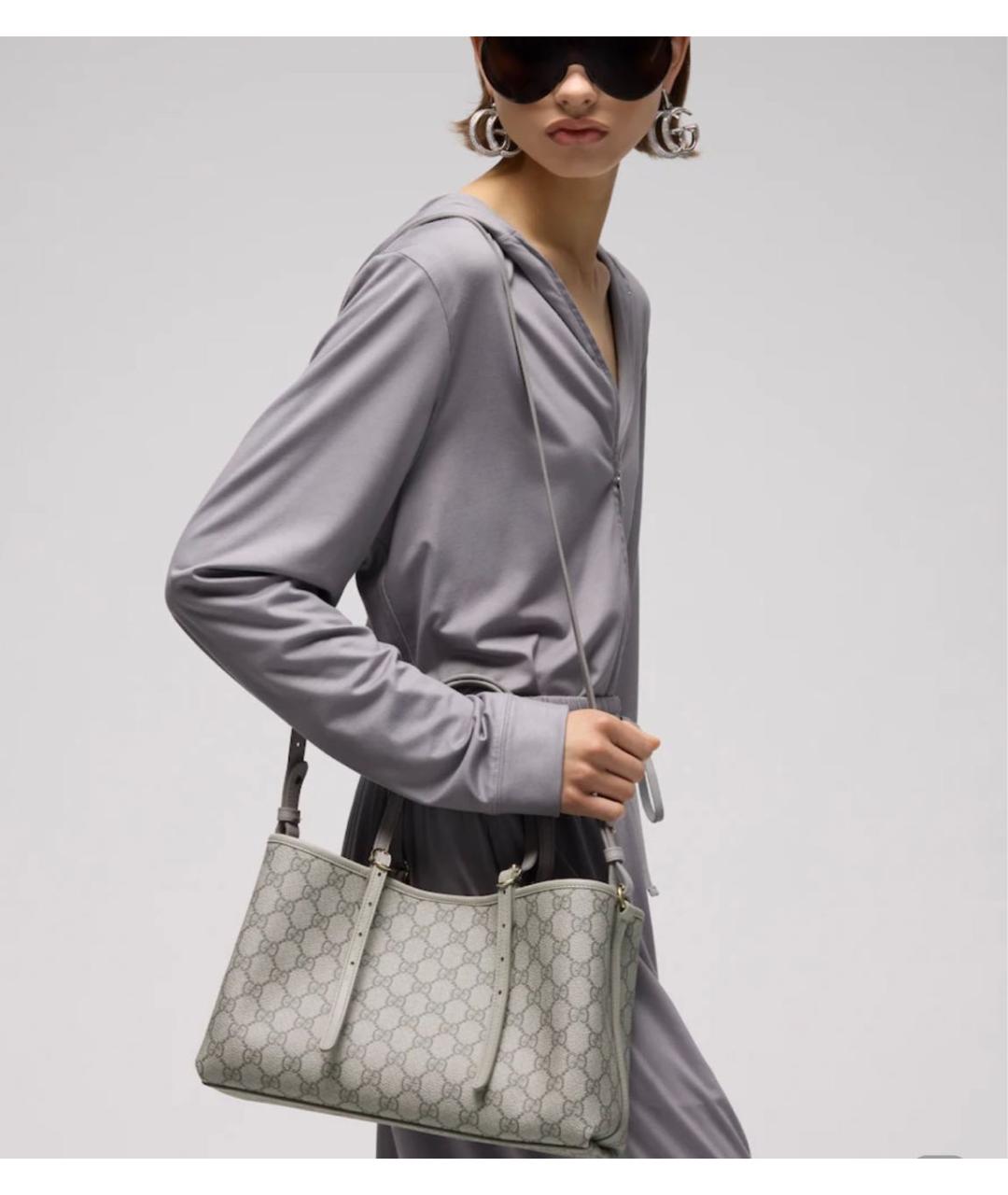 GUCCI Серая сумка тоут из канвы, фото 2