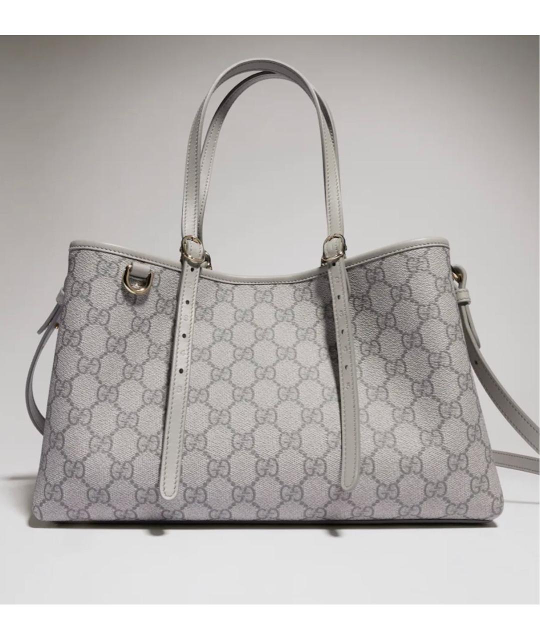 GUCCI Серая сумка тоут из канвы, фото 5