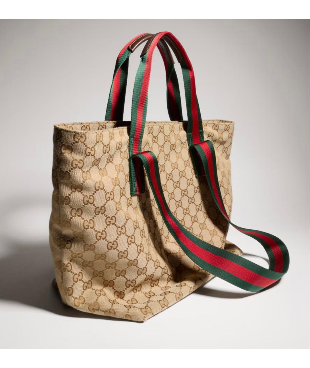 GUCCI Бежевая сумка тоут из канвы, фото 4