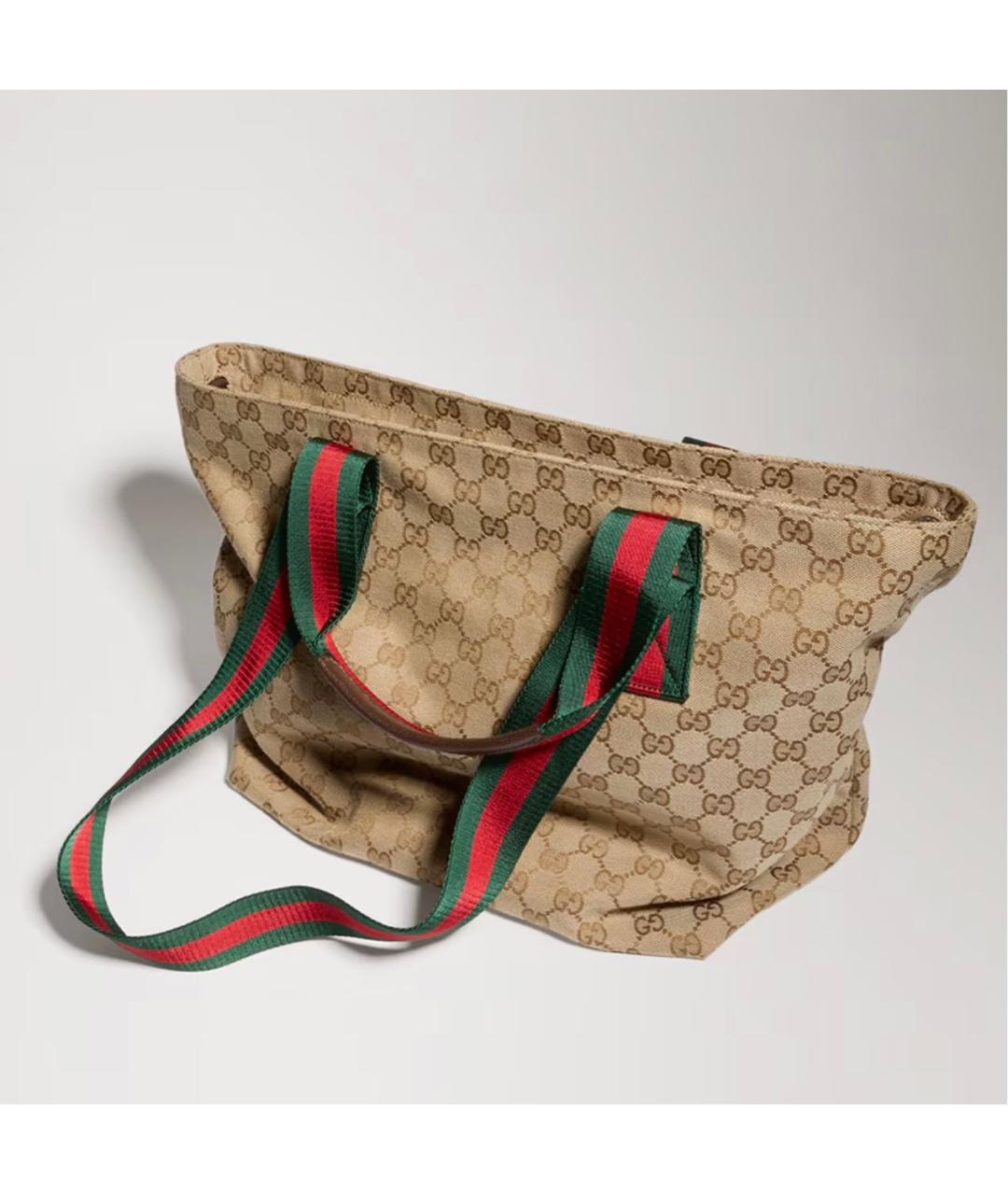 GUCCI Бежевая сумка тоут из канвы, фото 3