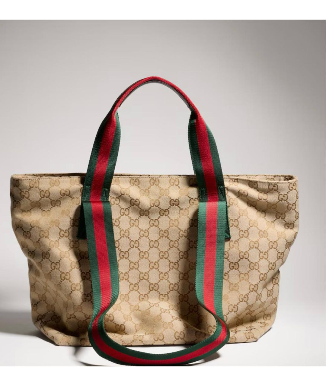 GUCCI Бежевая сумка тоут из канвы, фото 6