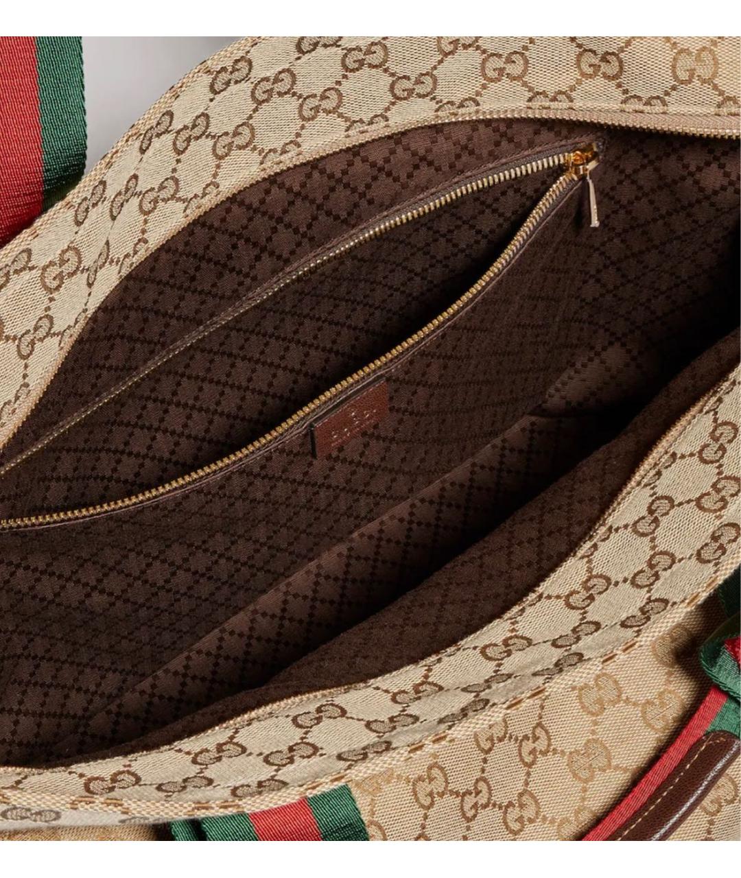 GUCCI Бежевая сумка тоут из канвы, фото 5