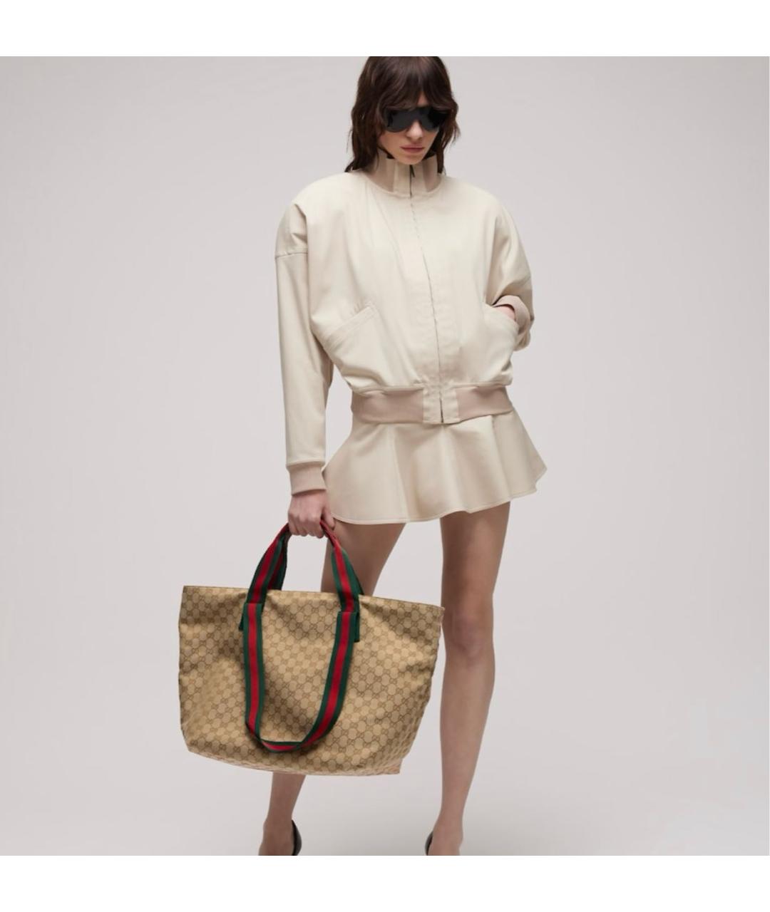 GUCCI Бежевая сумка тоут из канвы, фото 2