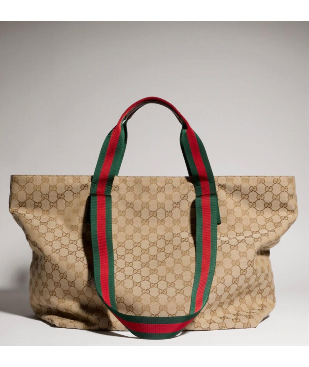 GUCCI Бежевая сумка тоут из канвы, фото 6