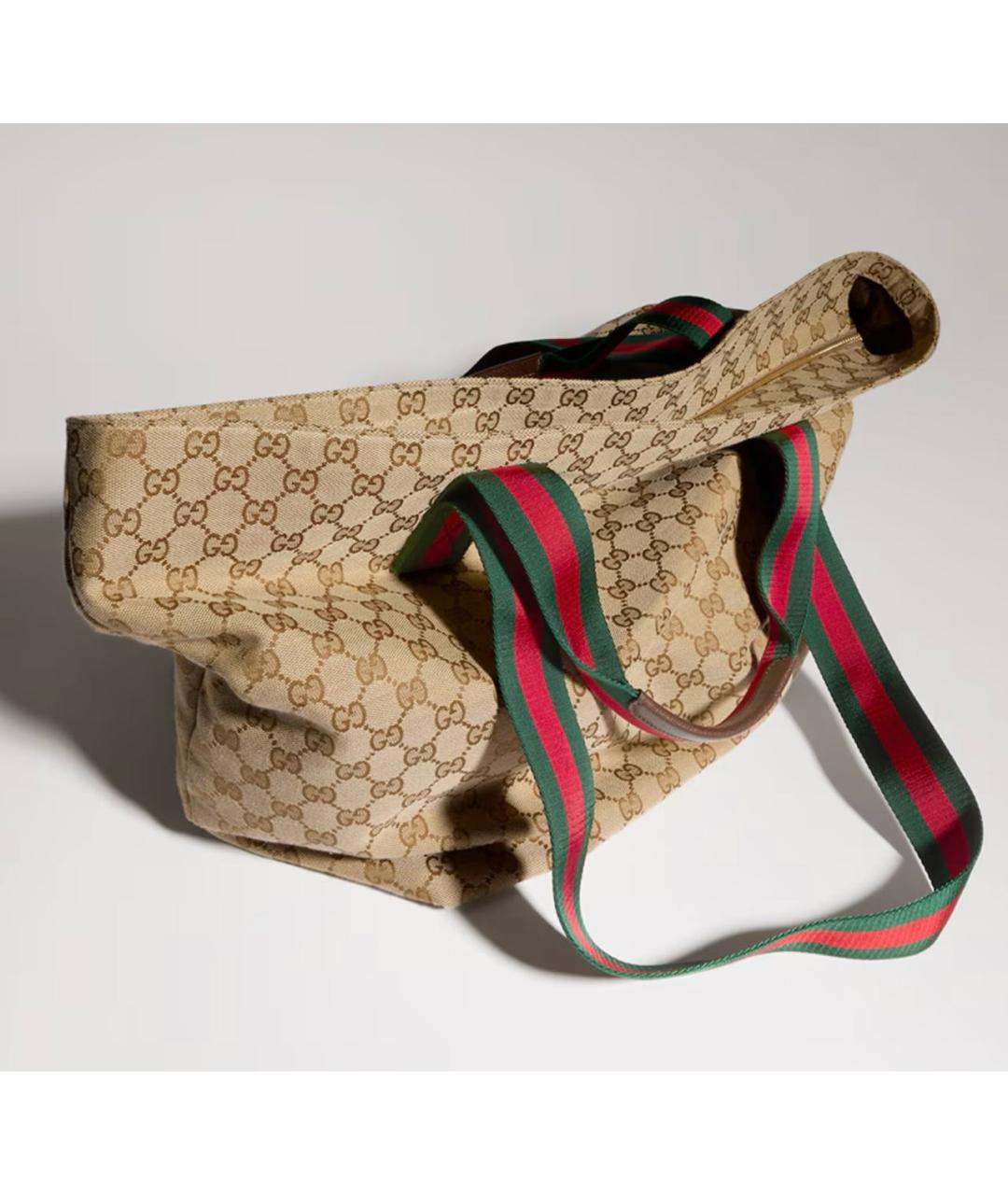 GUCCI Бежевая сумка тоут из канвы, фото 5