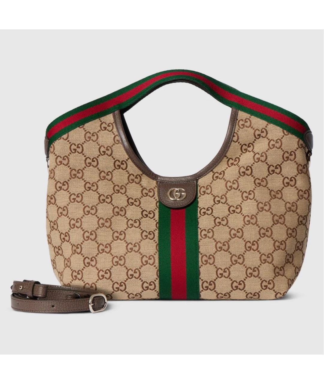 GUCCI Бежевая сумка с короткими ручками из канвы, фото 6