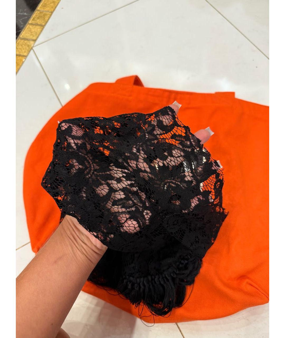 DOLCE&GABBANA Черный кружевной платок, фото 4