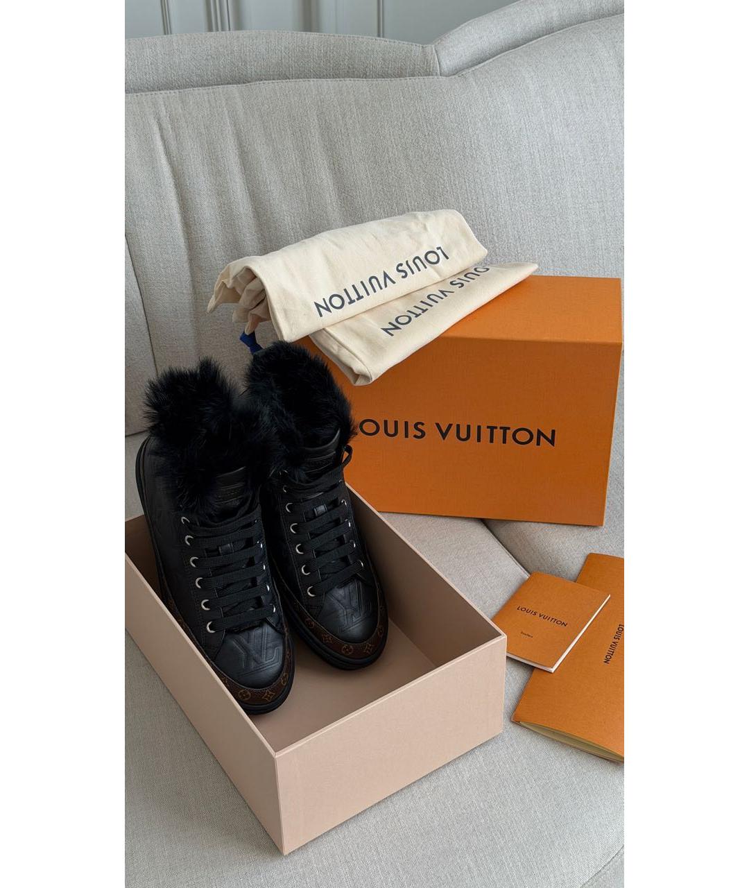 LOUIS VUITTON Черные кожаные кеды, фото 5