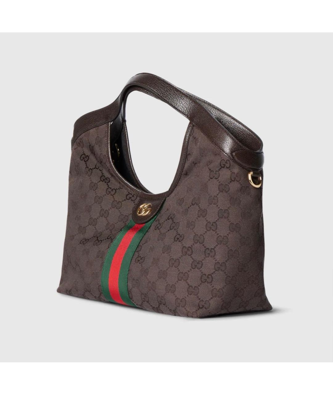 GUCCI Коричневая сумка с короткими ручками из канвы, фото 2