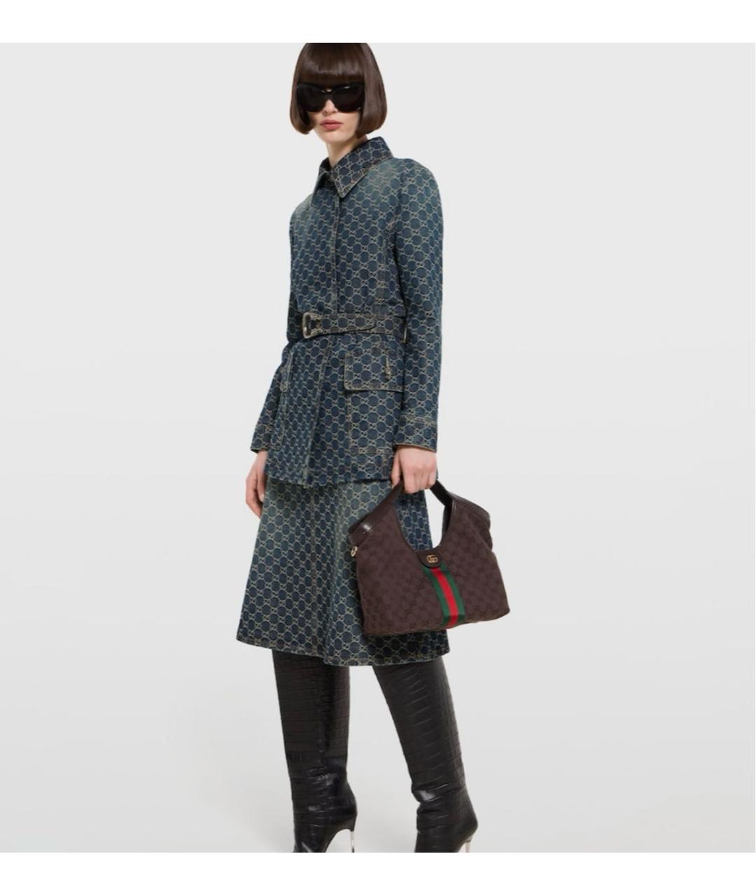 GUCCI Коричневая сумка с короткими ручками из канвы, фото 3