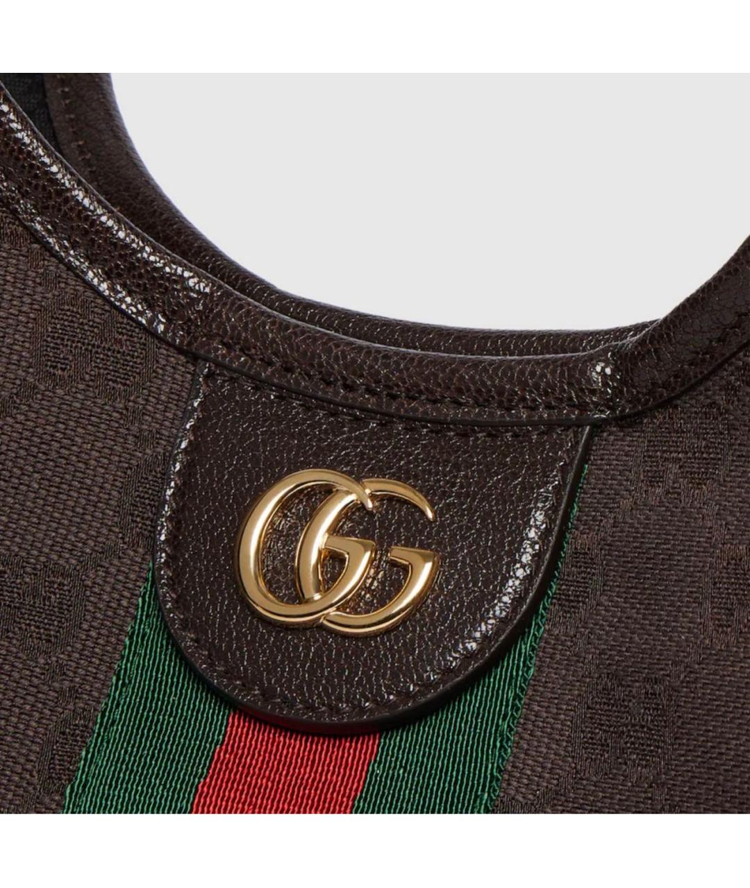 GUCCI Коричневая сумка с короткими ручками из канвы, фото 5