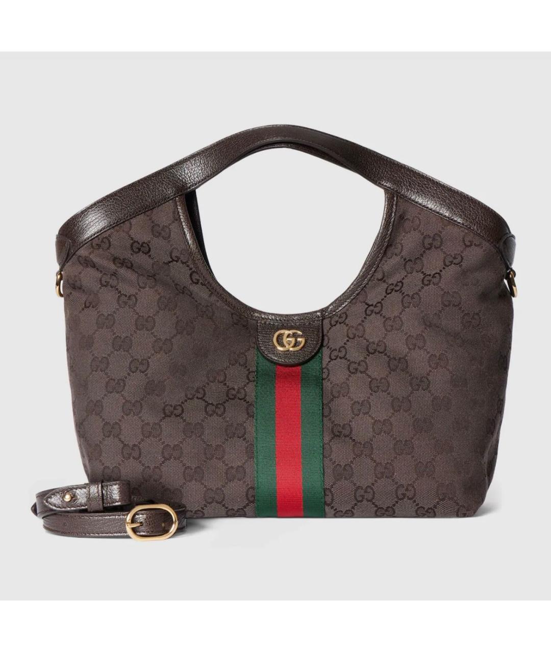GUCCI Коричневая сумка с короткими ручками из канвы, фото 6