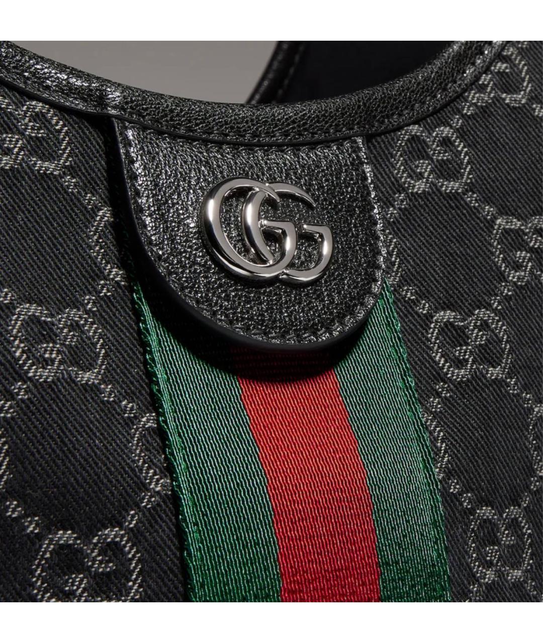 GUCCI Черная сумка с короткими ручками из канвы, фото 3