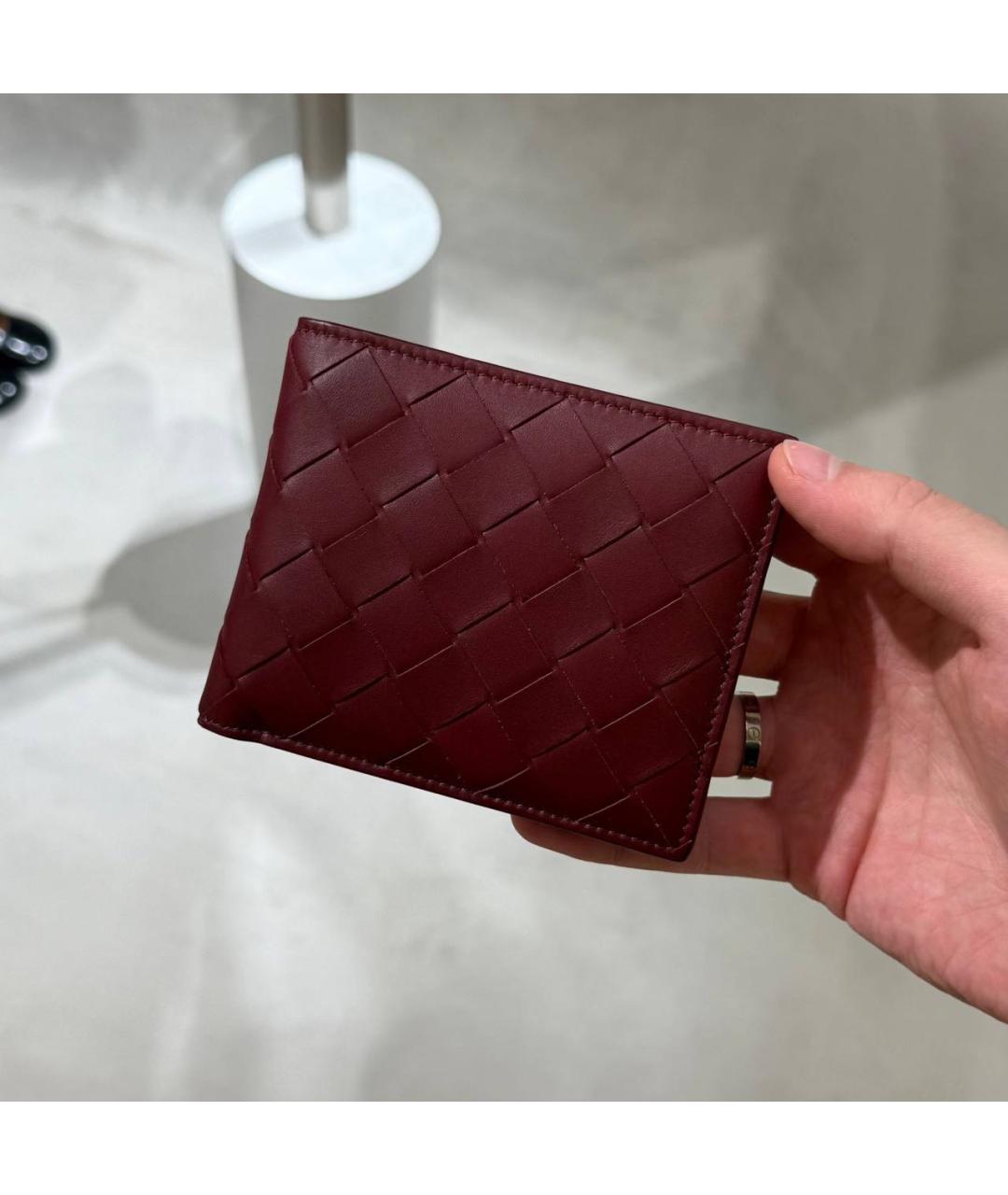 BOTTEGA VENETA Бордовый кожаный кошелек, фото 2