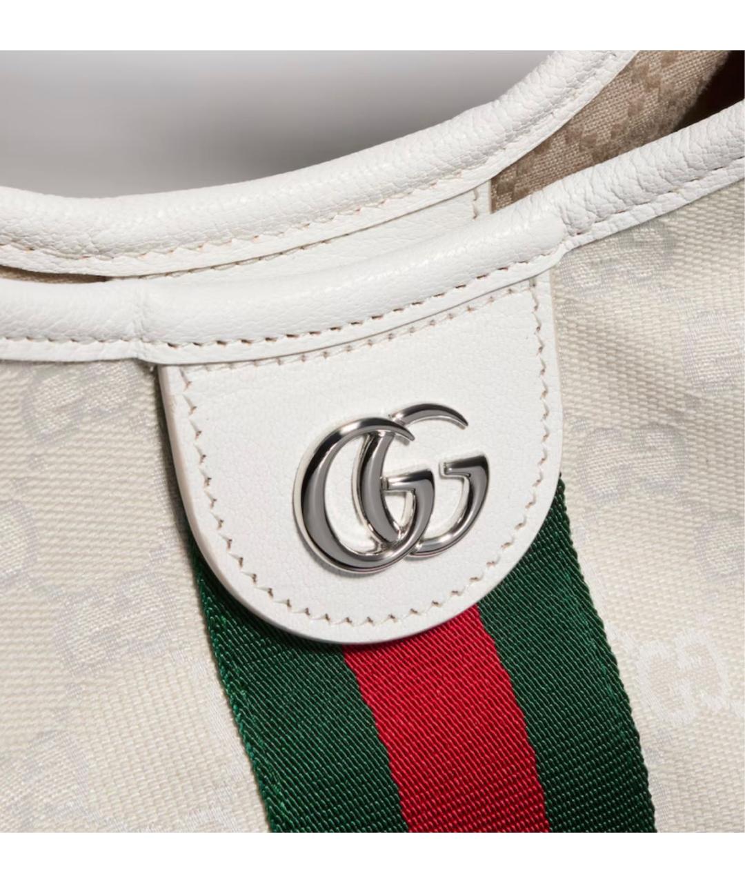 GUCCI Белая сумка с короткими ручками из канвы, фото 3
