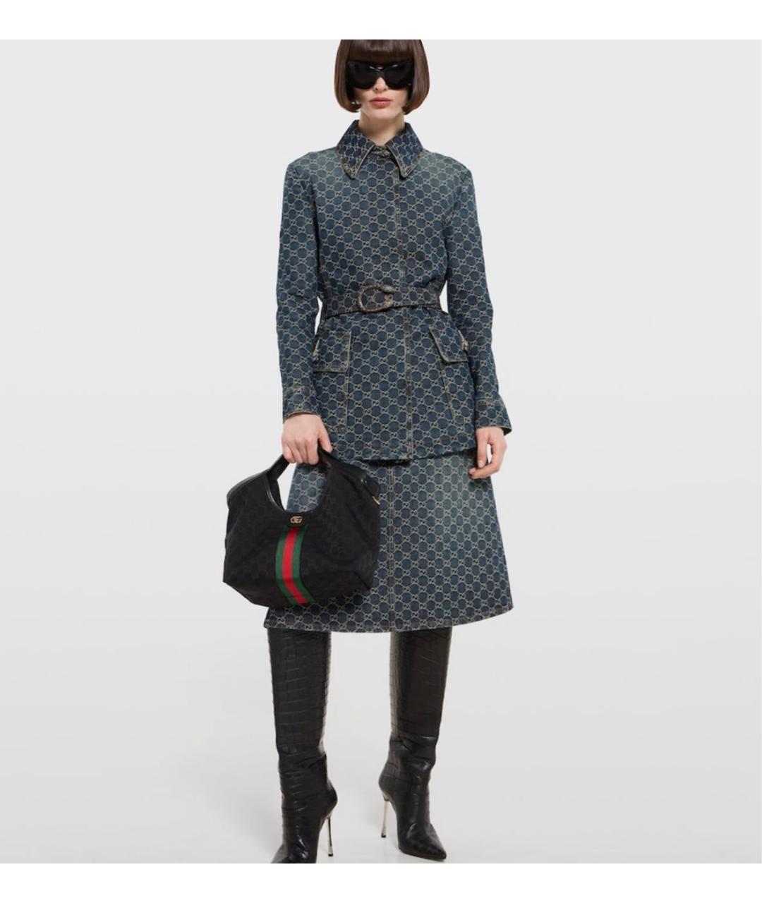 GUCCI Черная сумка с короткими ручками из канвы, фото 3