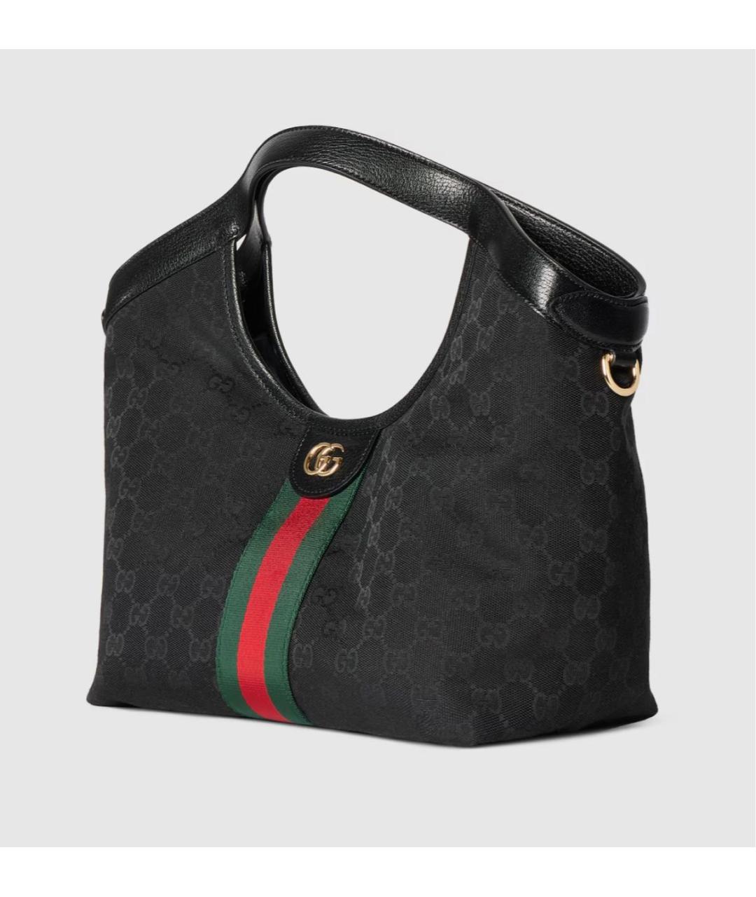 GUCCI Черная сумка с короткими ручками из канвы, фото 2